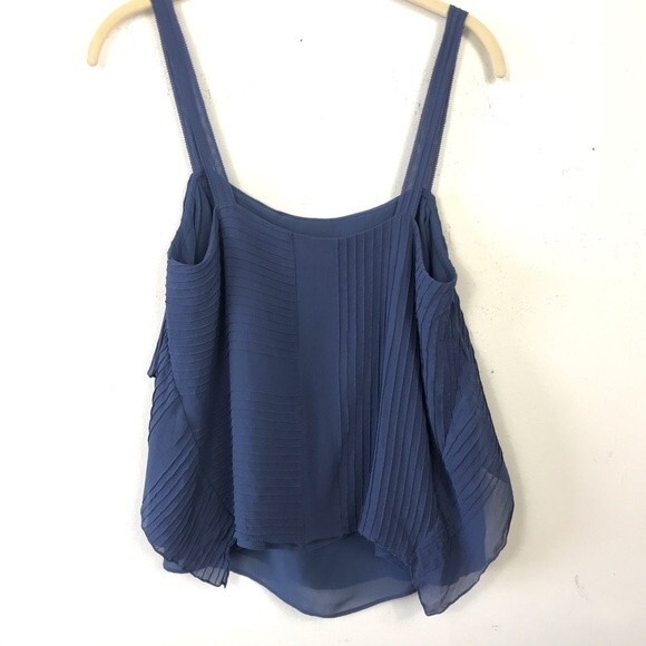Tory Burch 100% Silk Pintuck Blue Tank Top Blouse Shell Cami Size 6 - Picture 9 of 12